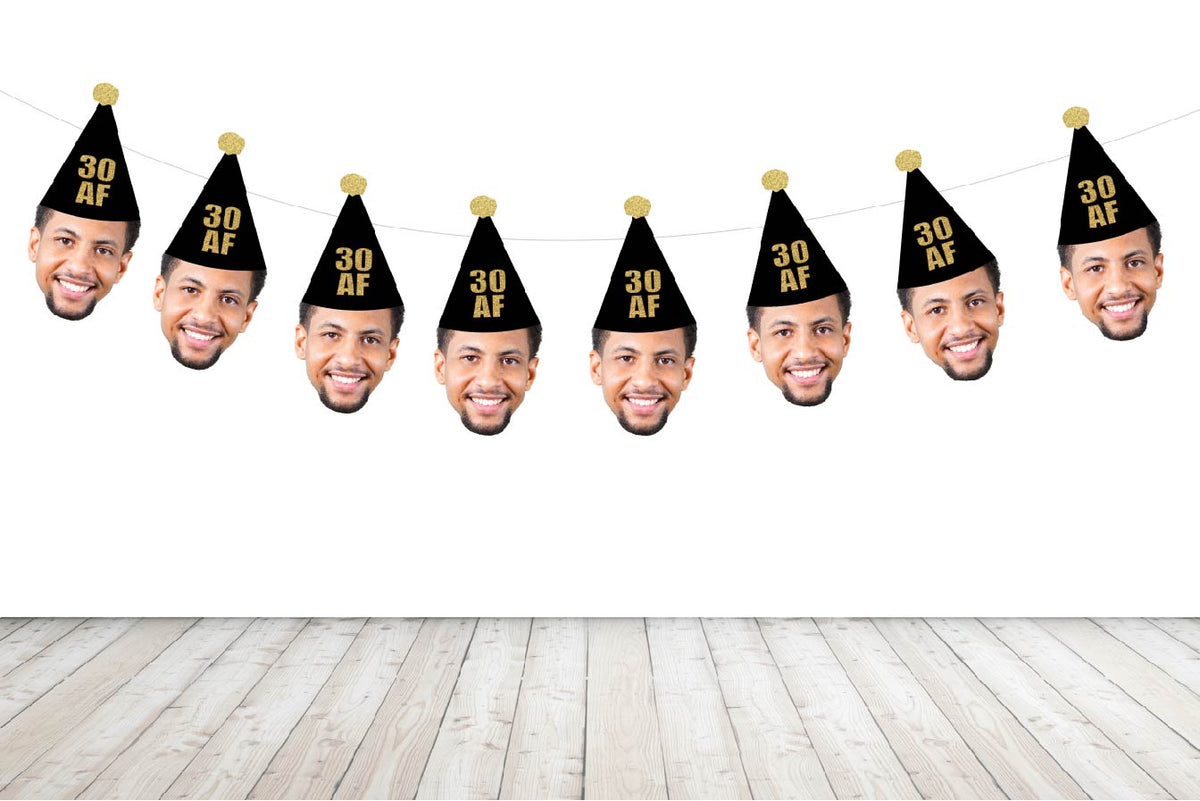 30 AF Birthday Banner with Face an Hat, image size:1200x801