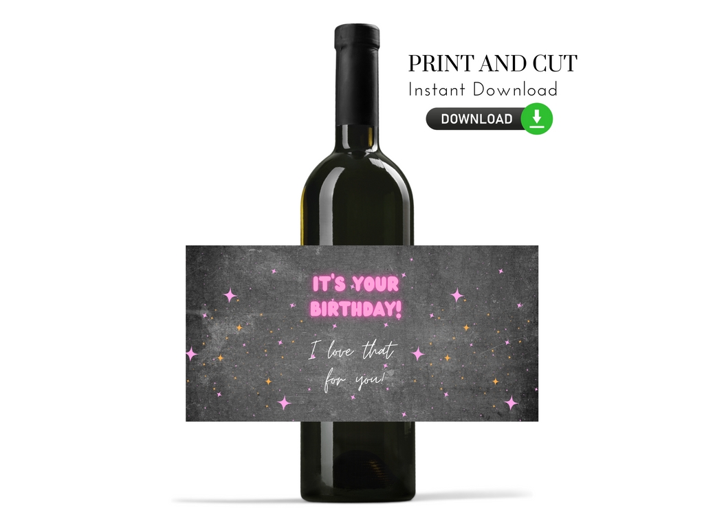 Printable wine label for birthday gift. Birthday gifts for her. Gifts for wine lover