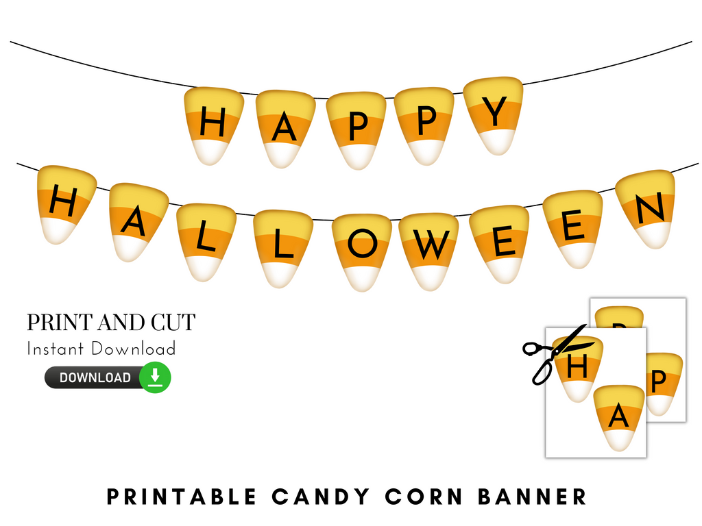 Printable candy corn Happy Halloween Banner