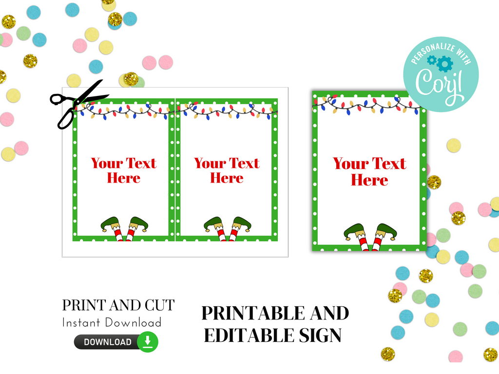 Elf Sign - Printable and Editable - 5x7 and 8x10