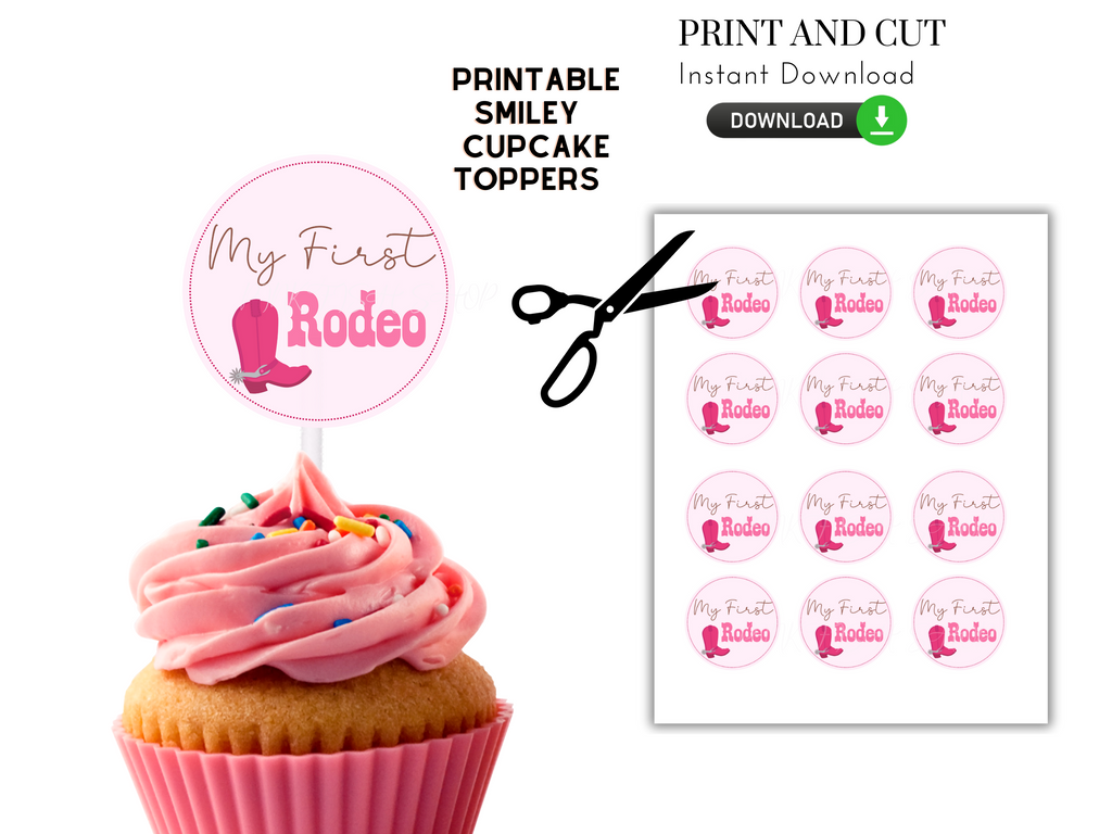 Printable my first rodeo cupcake toppers in pink