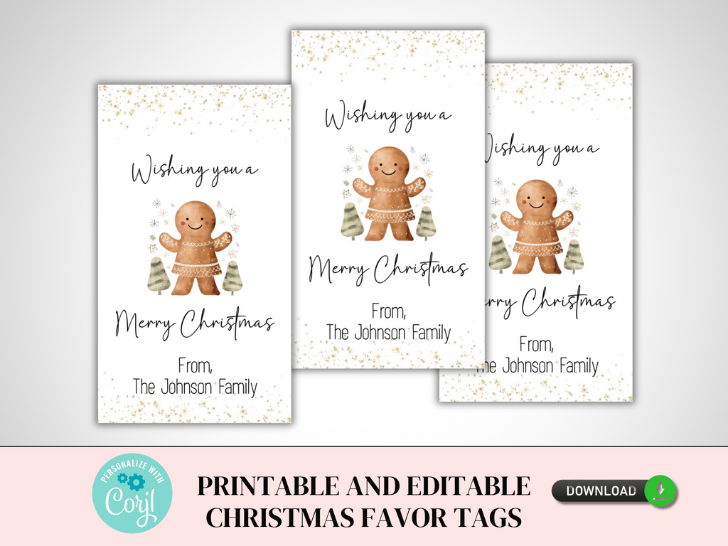 Printable and Editable Christmas Favor Tag