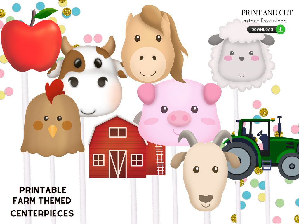 Printable farm themed centerpieces