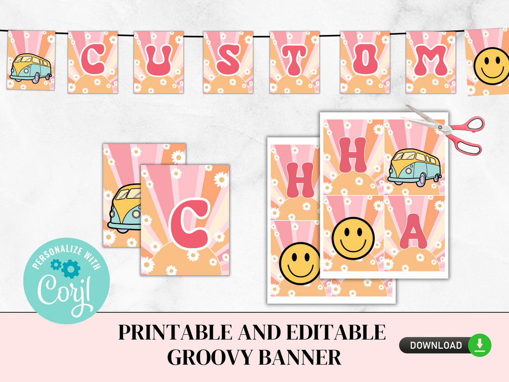 Printable and Editable Groovy Banner