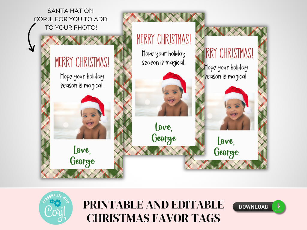 Printable and Editable Photo Christmas Tag