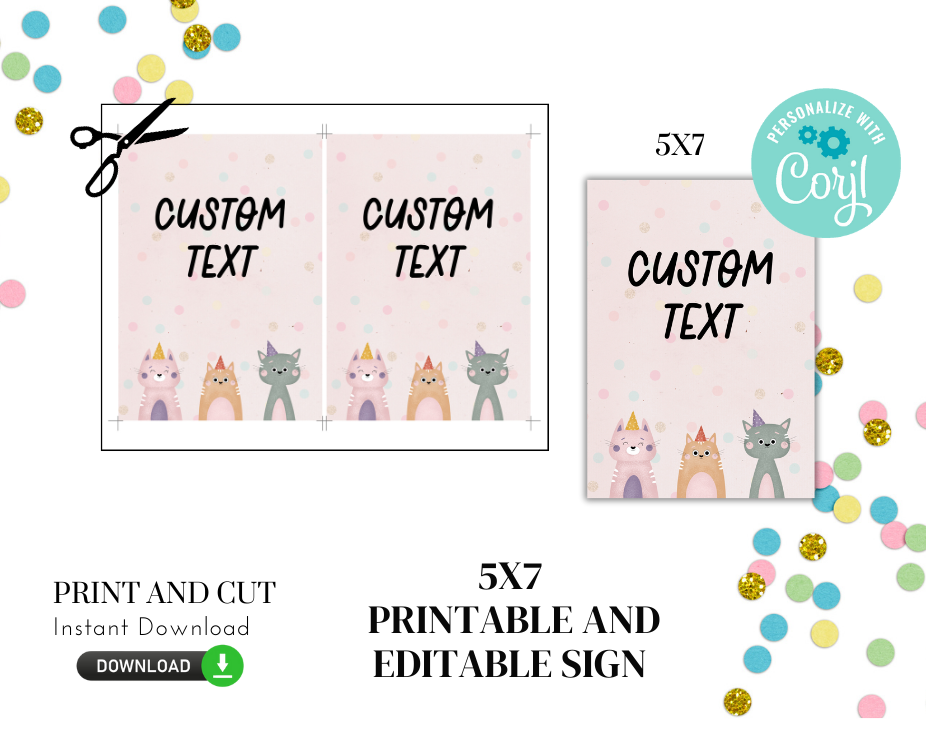 Printable and Editable Pet Pawty Sign 5x7