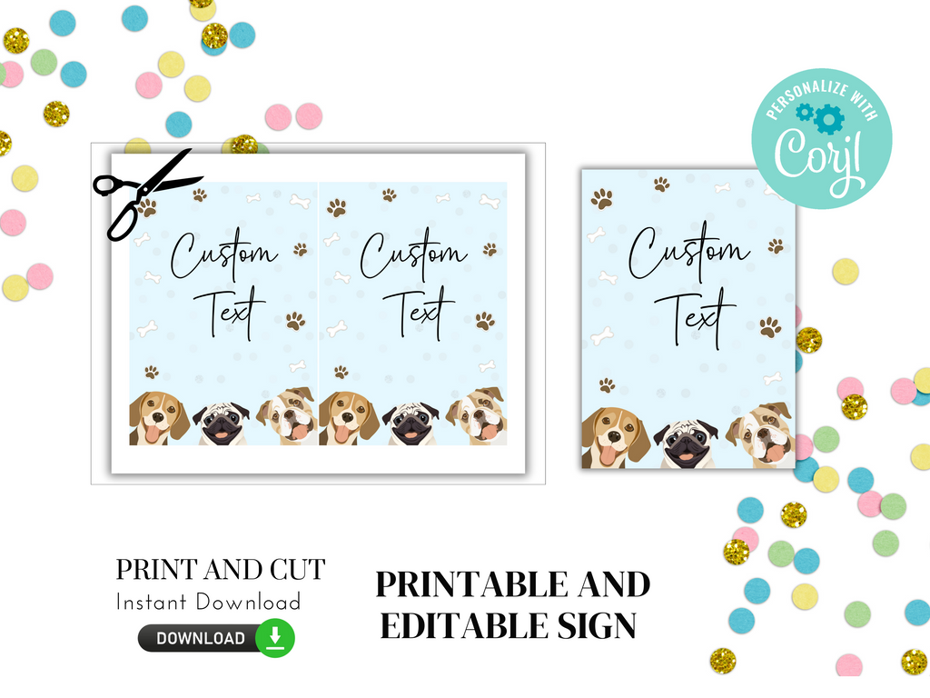 Printable and Editable Let's Pawty Sign