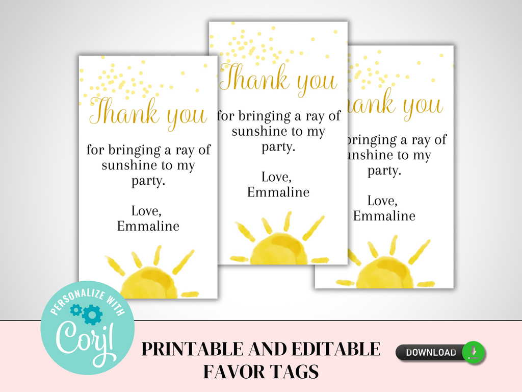 Printable and Editable Sunshine Favor Tag