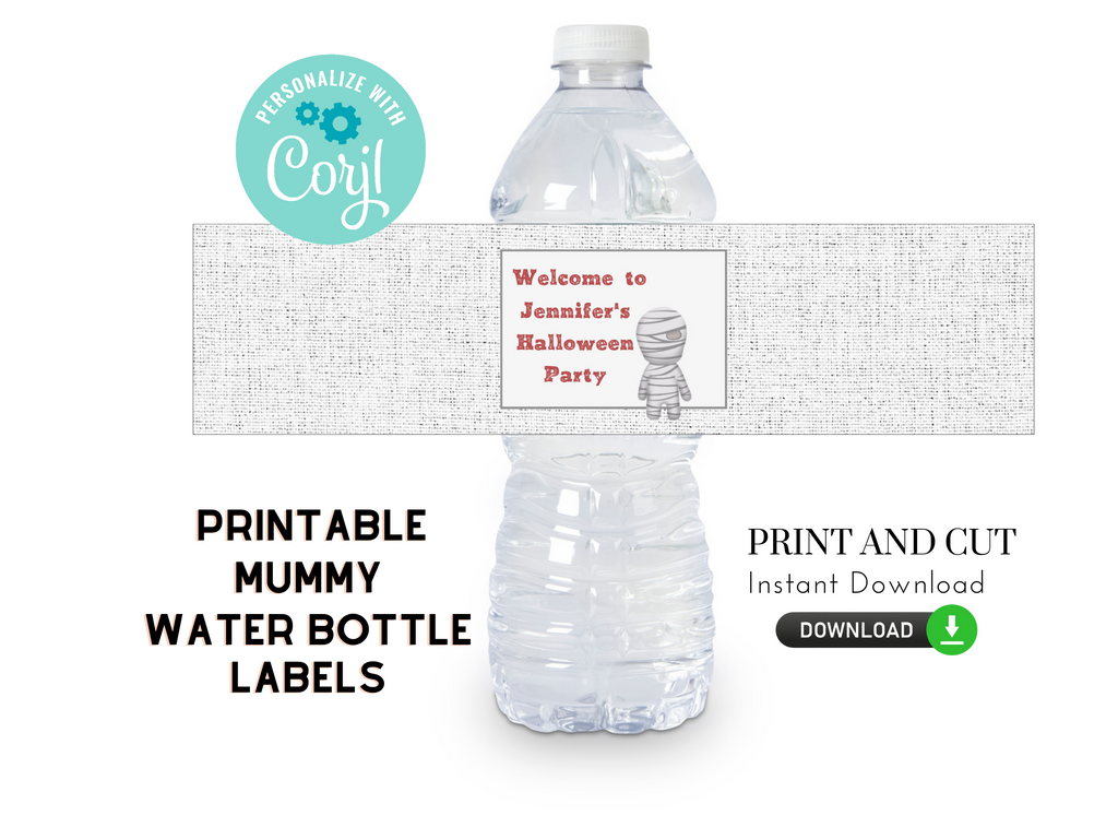 Printable and Editable Mummy Water Bottle Label