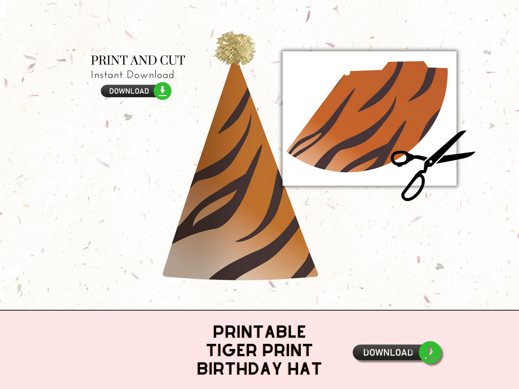 Printable Tiger print party hat