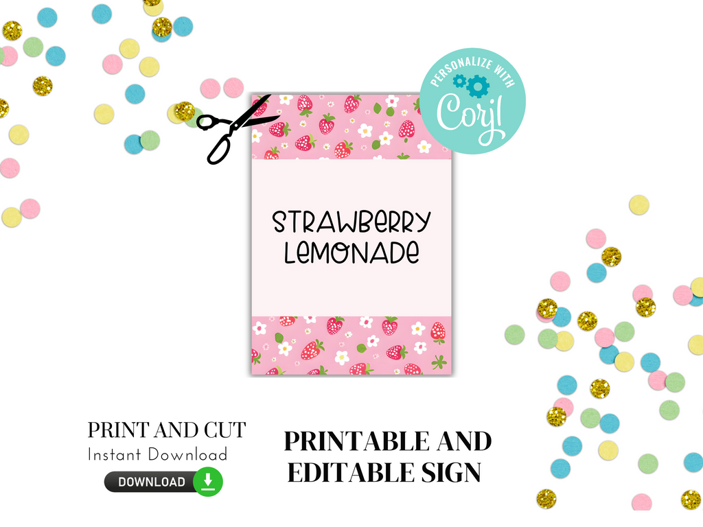 Printable Strawberry Sign (5x7 and 8x10)