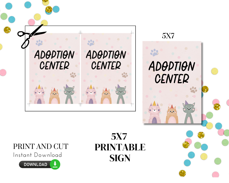Printable Adoption Center Sign 5x7 – PinkFish Shop