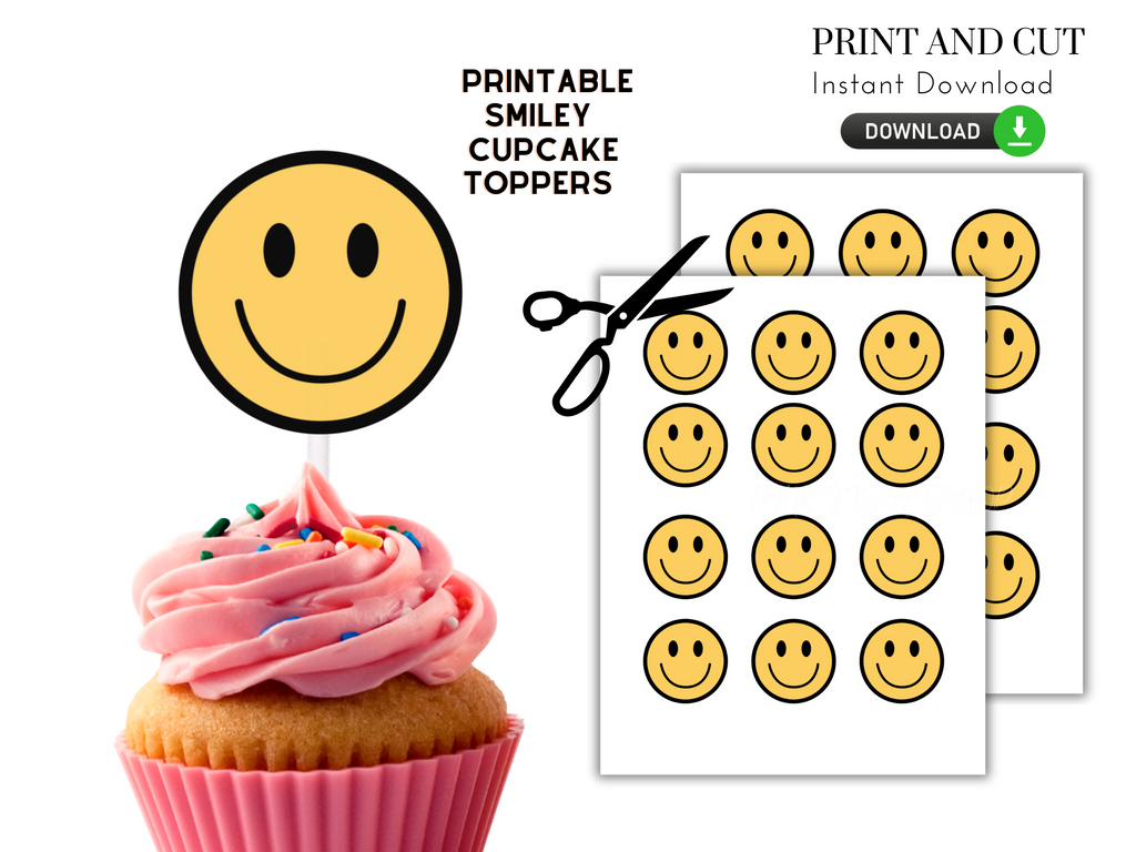 Printable smiley face cupcake toppers