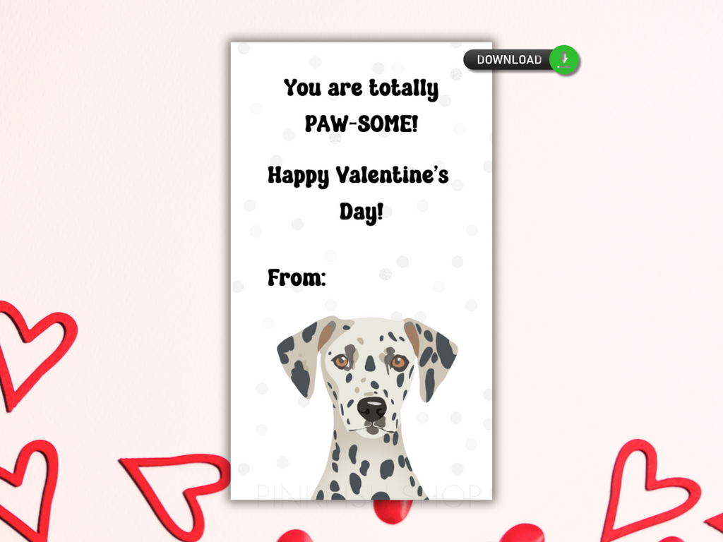 Printable Dalmation Valentine's Day Card