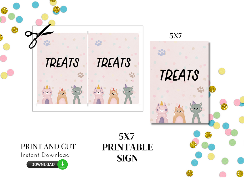 Printable Treats Sign for Let's Pawty Party 5x7