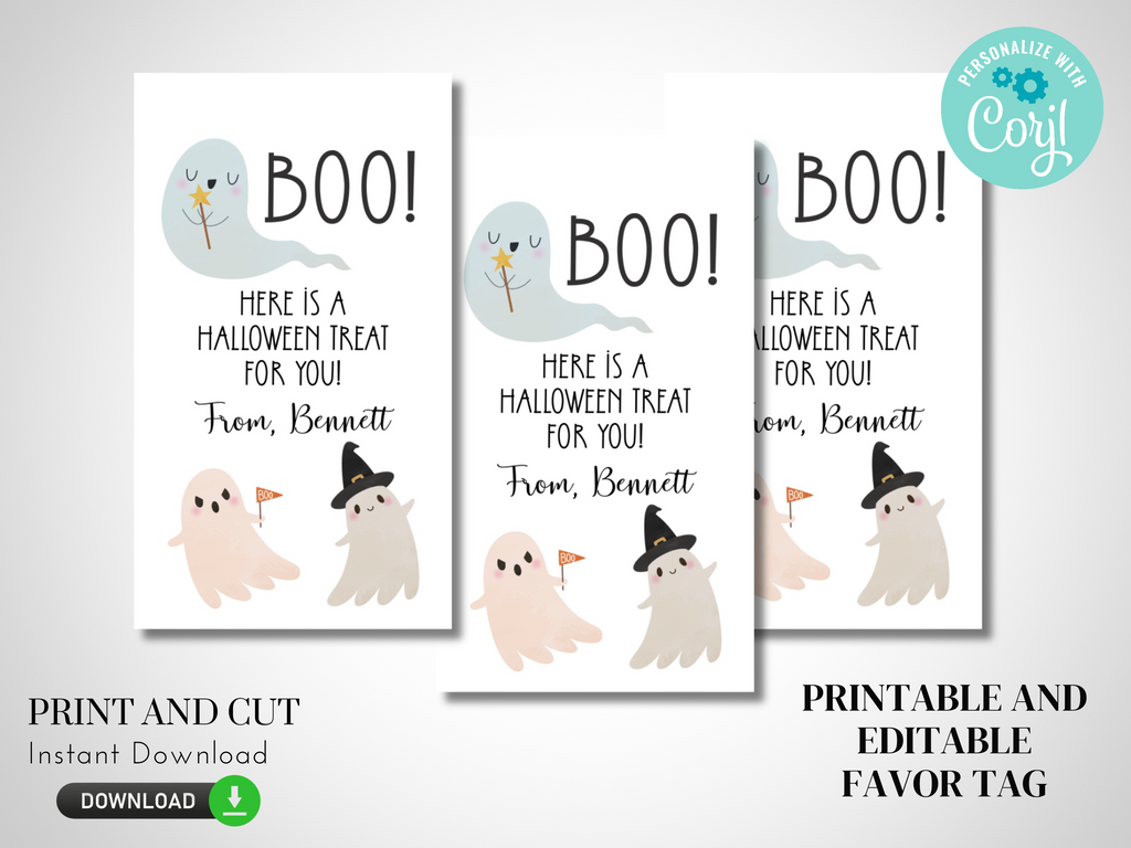 Editable and Printable Boo Favor Tags