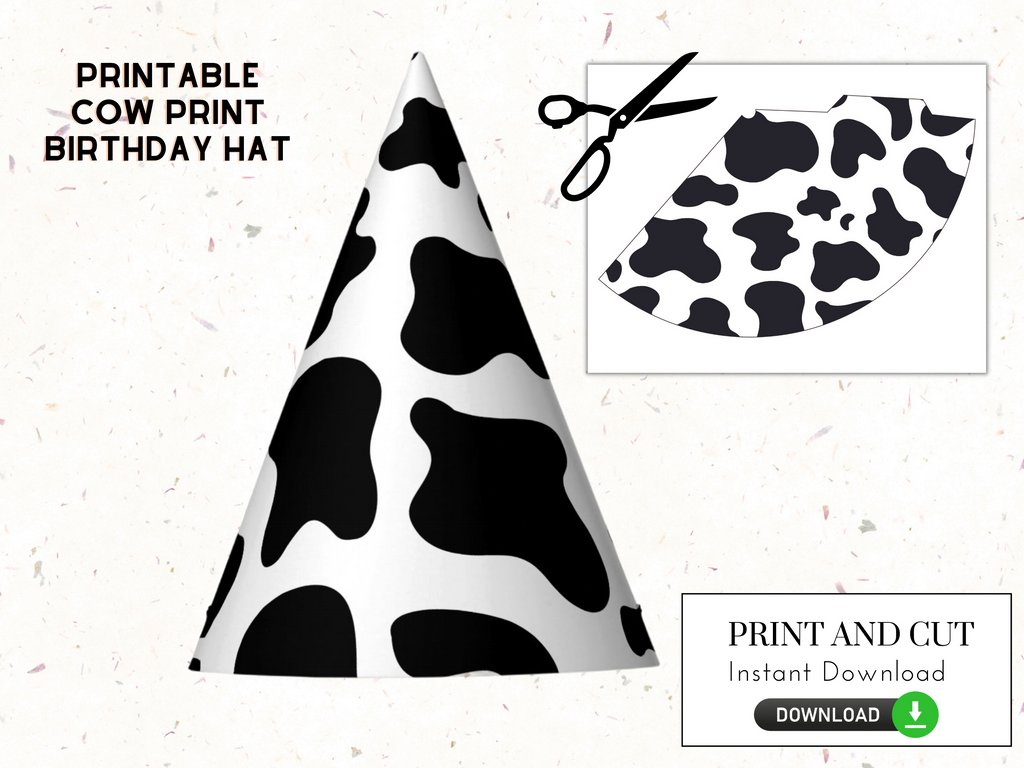 Cow Print Party Hat - Printable