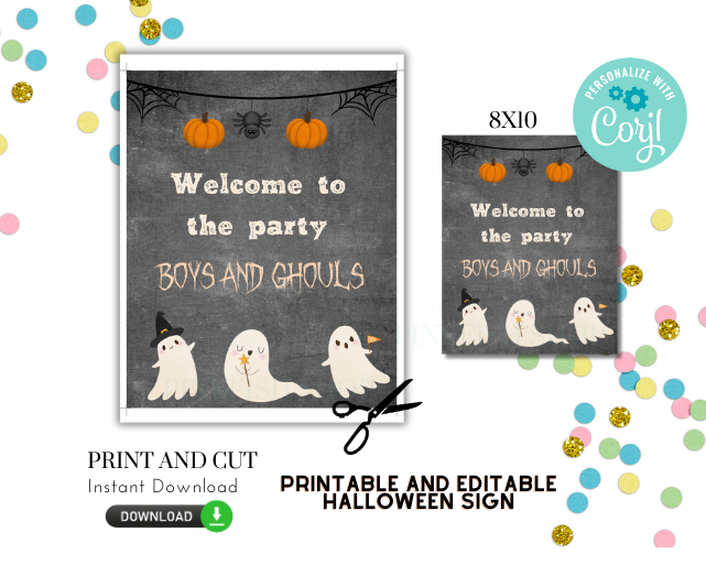 Welcome Boys and Ghouls - Printable and Editable Party Sign - 8"x10"