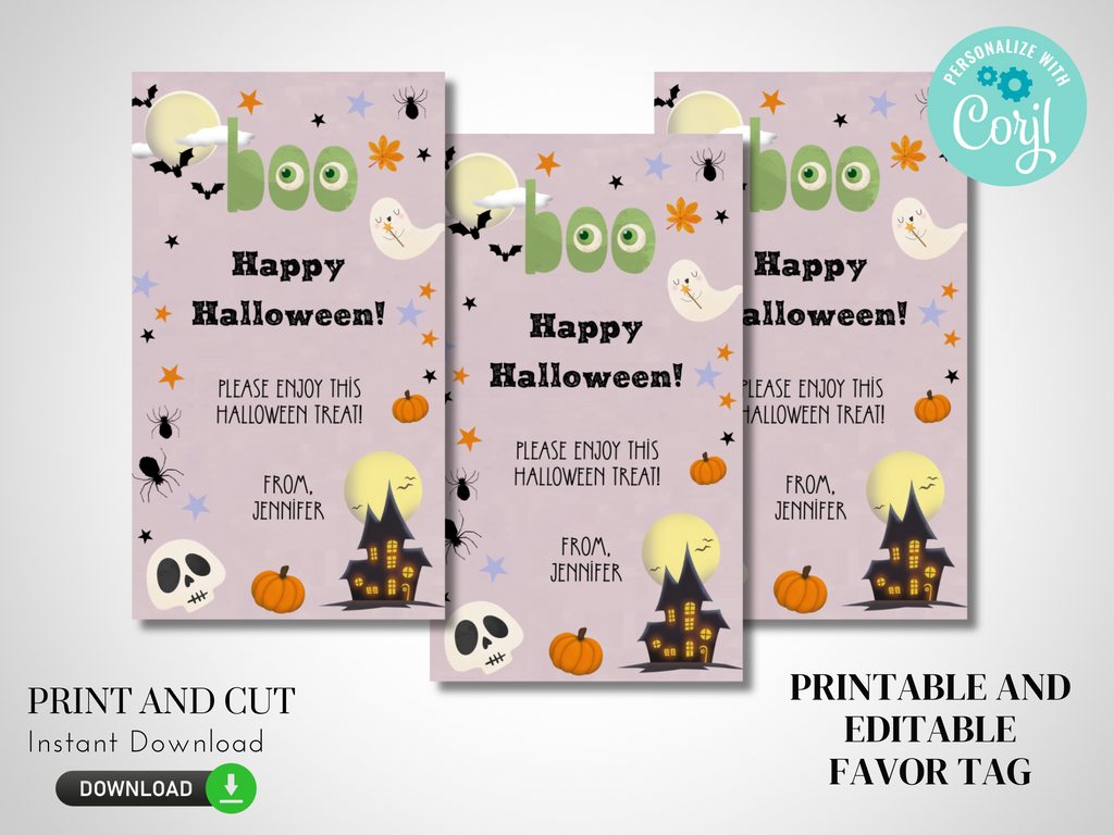 Editable and Printable Boo Favor Tags