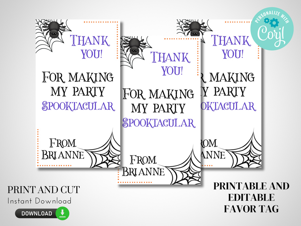Digital, printable and editable favor tags for halloween party or gift bags