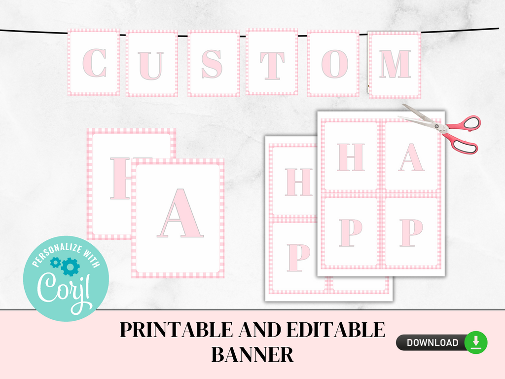 pink gingham banner