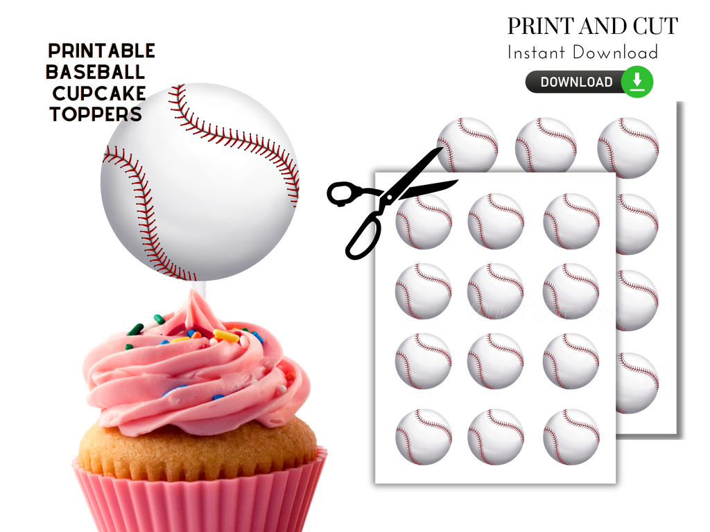 Baseball Cupcake Toppers (Printable)