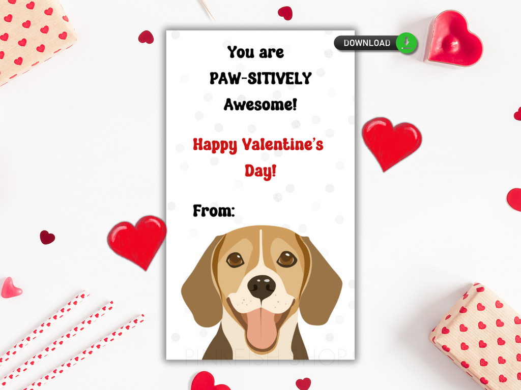 Printable Beagle Valentine's Day Card