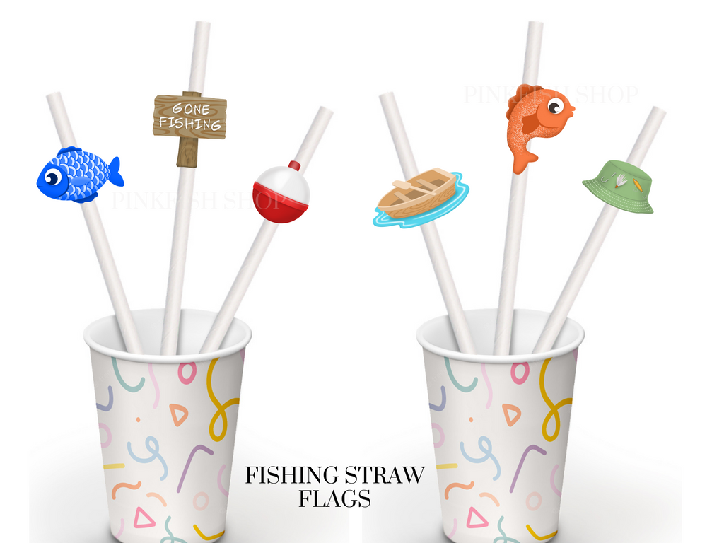 Fishing themed straw flags 