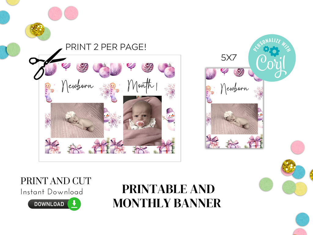 Printable and Editable Monthly Winter Banner