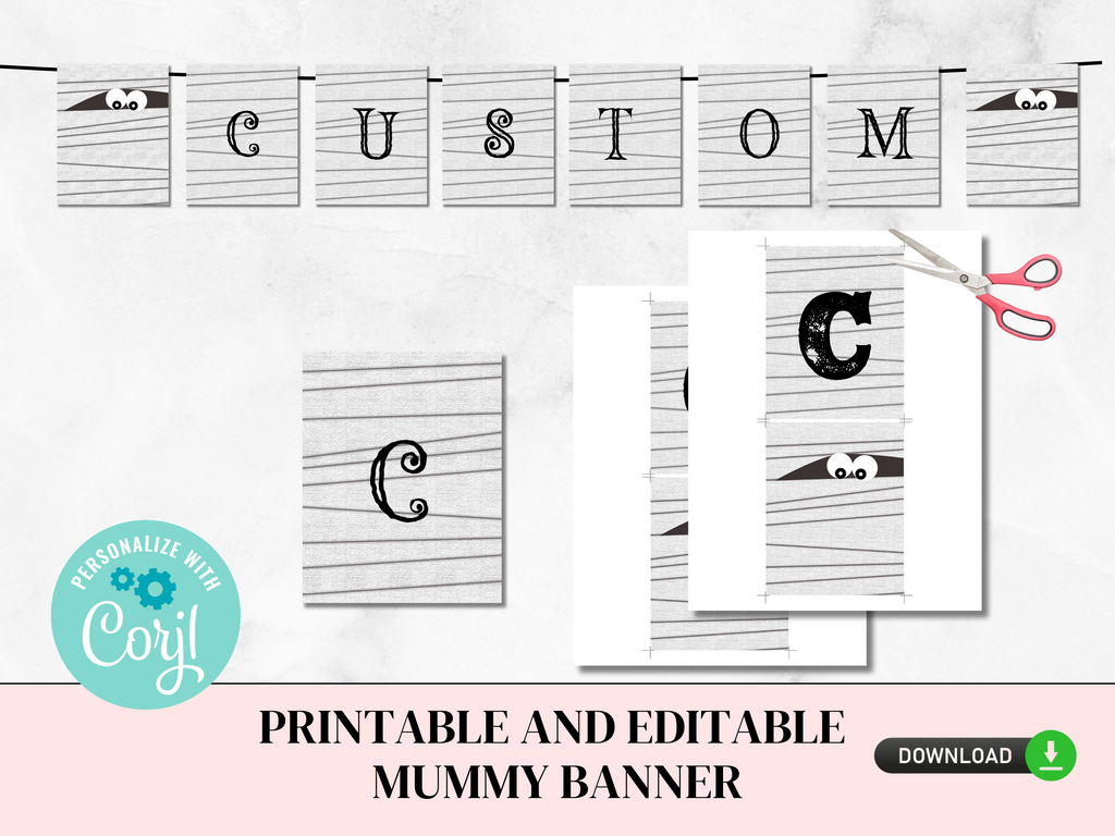 Printable and editable mummy banner