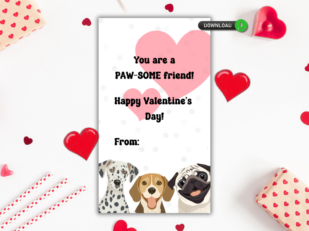 Printable dog valentine's day card