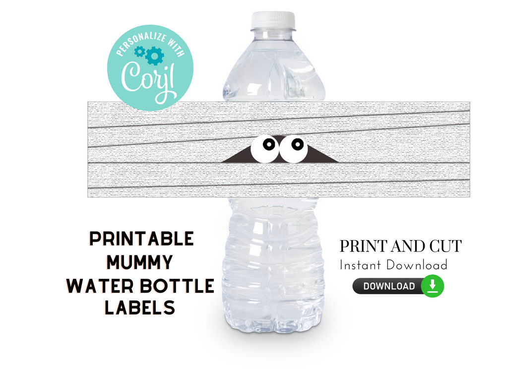Printable and editable mummy water bottle label