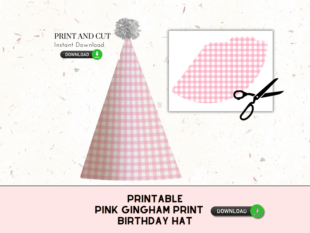 Print and cut pink gingham party hats