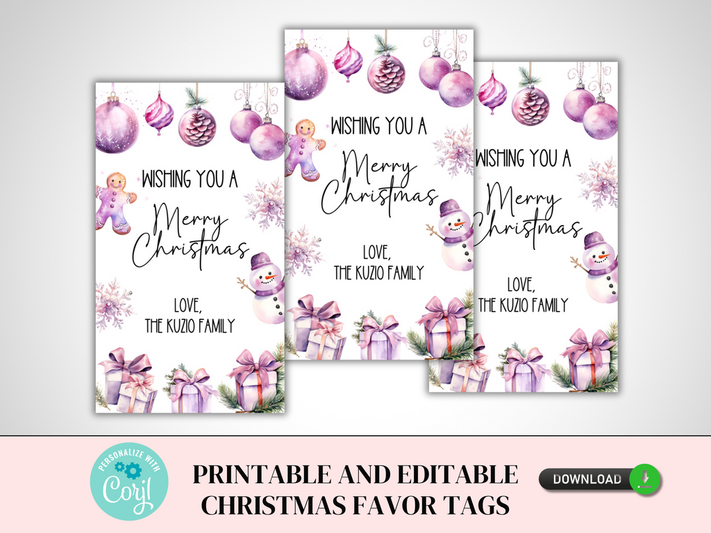 Printable and Editable Merry Christmas Tag