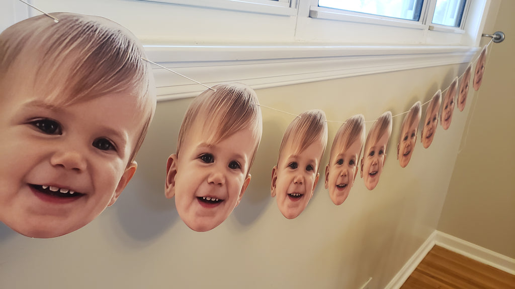 Photo banner with 9 in tall heads, 8ft string. 