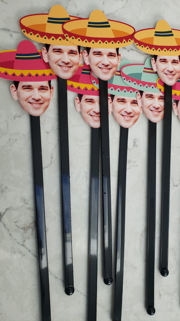 Fiesta Drink Stirrers with Face and Sombrero