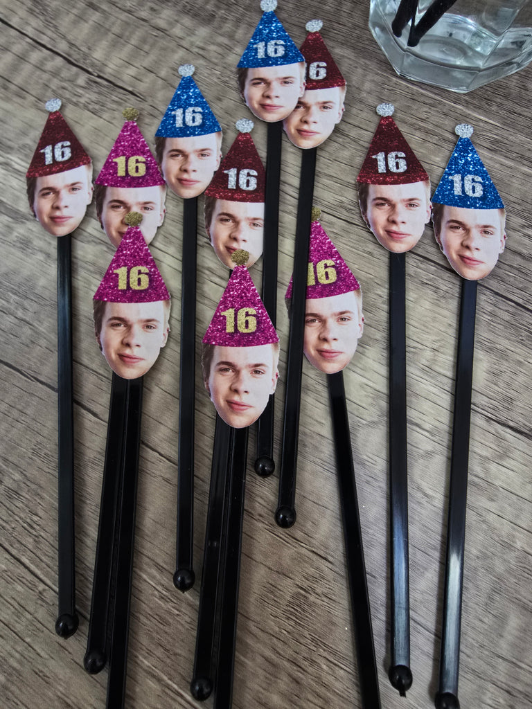 21st Birthday Drink Stirrers Customized with Photo
