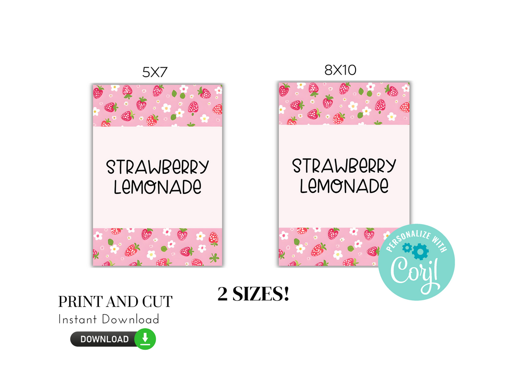 Printable Strawberry Sign (5x7 and 8x10)