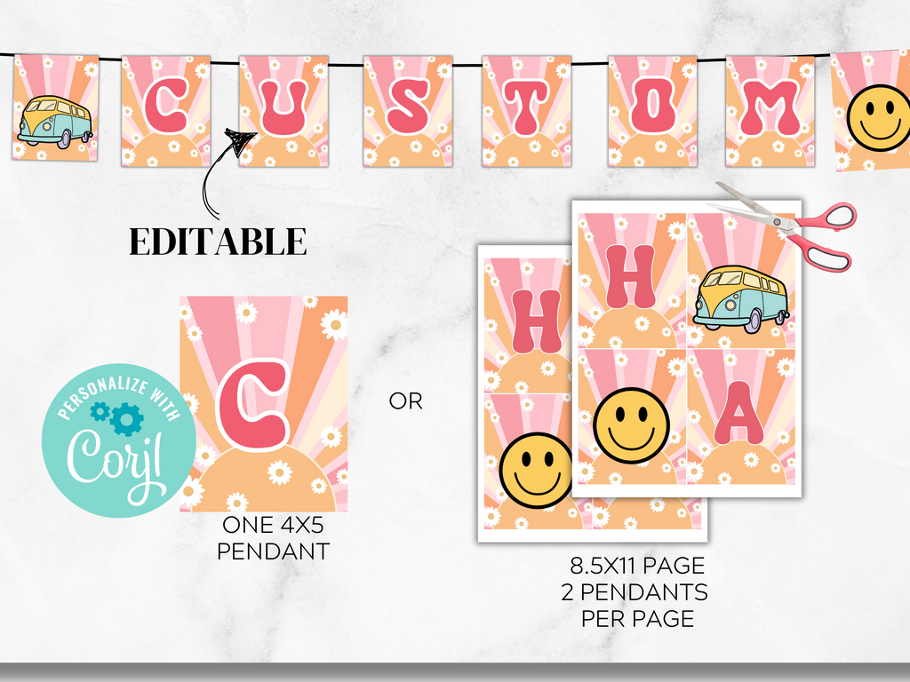 Printable and Editable Groovy Banner