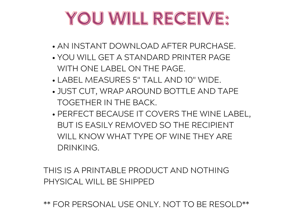 Printable Birthday Wine Label