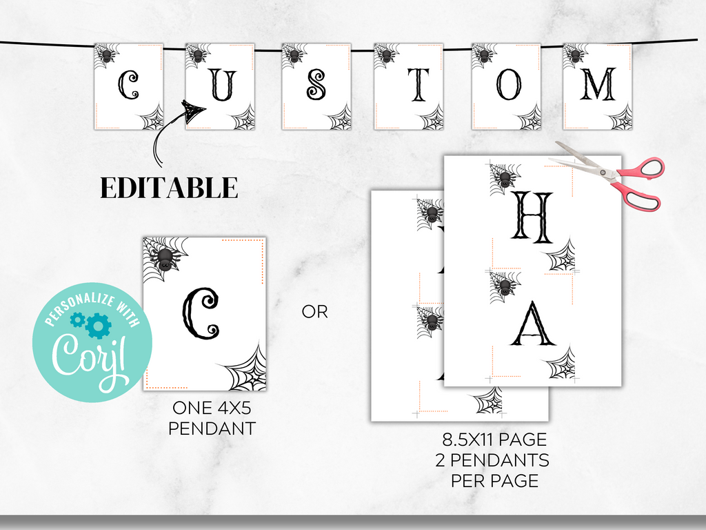 Editable and Printable Halloween Spider Banner