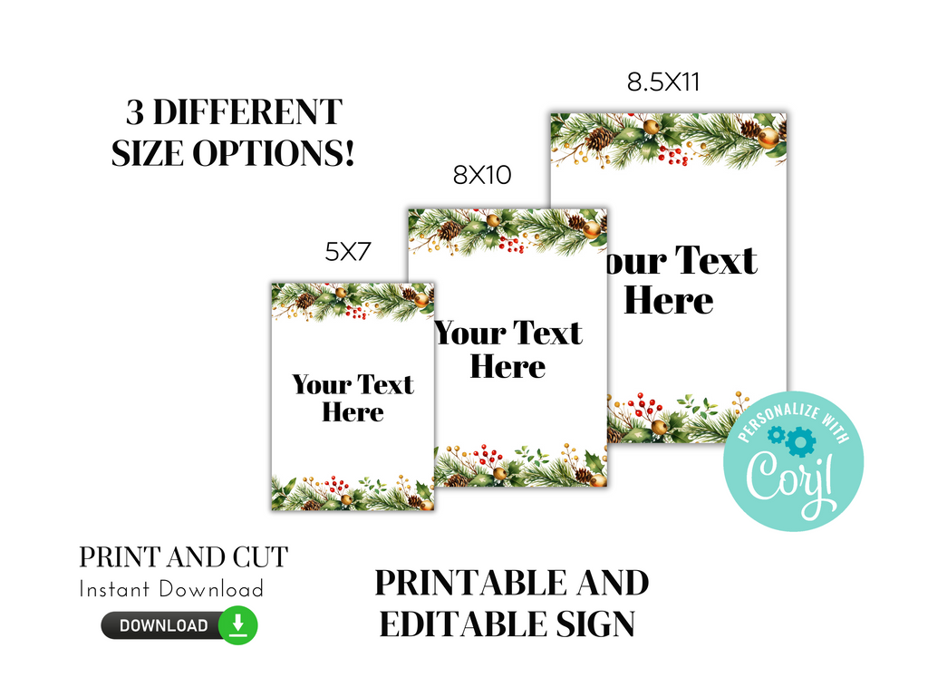 Printable and Editable Christmas Sign