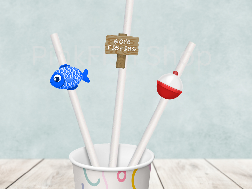 Fishing Themed Straw Flags and Straws