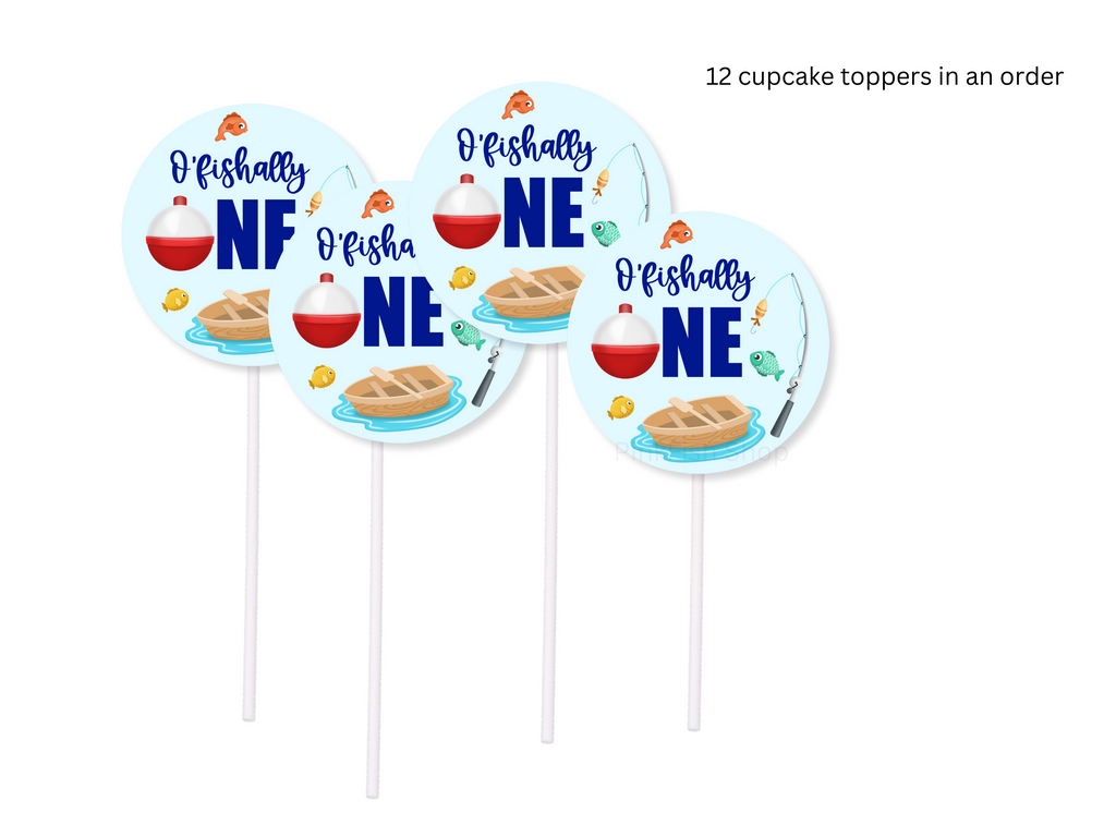 O'Fishally One Cupcake Toppers (12 count)