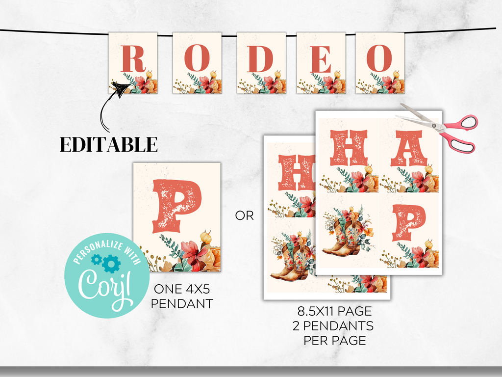 Printable and Editable Boho Rodeo Banner