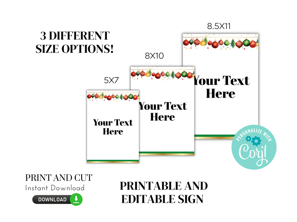 Printable and editable Christmas Sign