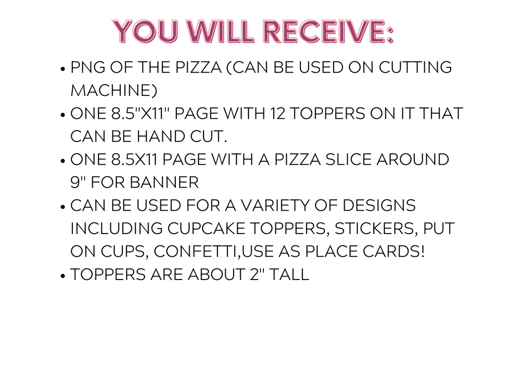 Printable Pizza Banner and Cupcake Toppers