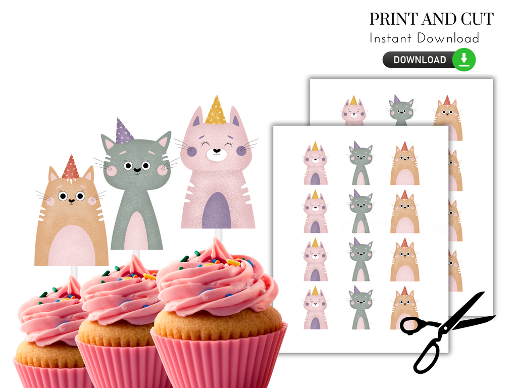 Cat Cupcake Toppers - Printable
