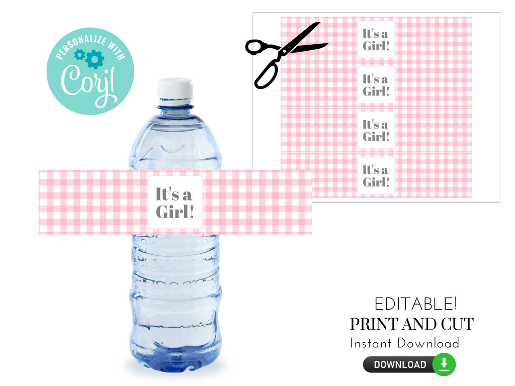 It's a girl printable water bottle labels