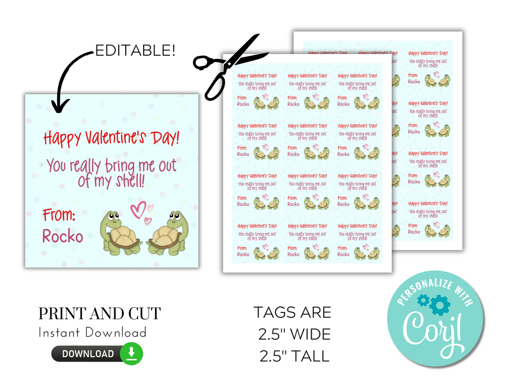 Printable Turtle Valentine